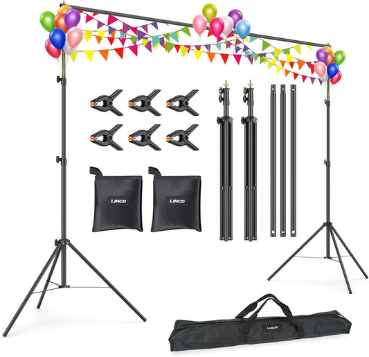 LINCO 백드롭 스탠드 키트 4174 9.4x8.3ft 휴대용 높이조절 삼각대 1번 사진