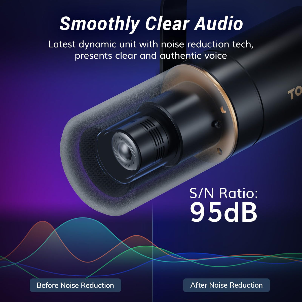 TONOR E7 다이내믹 팟캐스트 마이크 키트 XLR/USB 단일지향성 AI 소음 제거 탭 음소거 헤드폰 단자 4번 사진