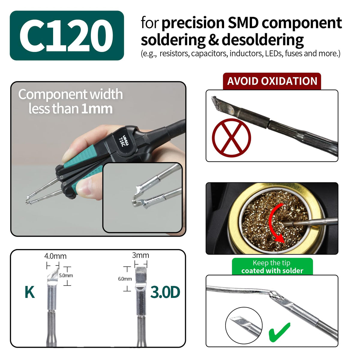 YIHUA 982D-I 마이크로 핫 트위저 솔더링 스테이션 C120 SMD 마이크로 솔더링 7번 사진