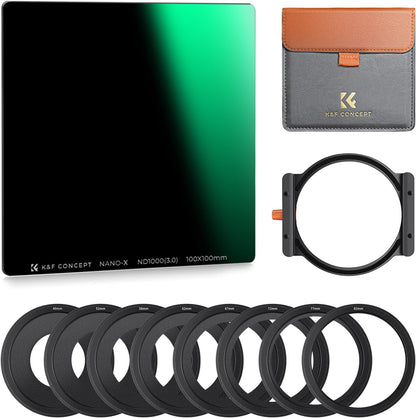 K&F CONCEPT X-series ND1000 직각자 ND 필터 키트 100x100mm 필터홀더 8종 어댑터링 1번 사진