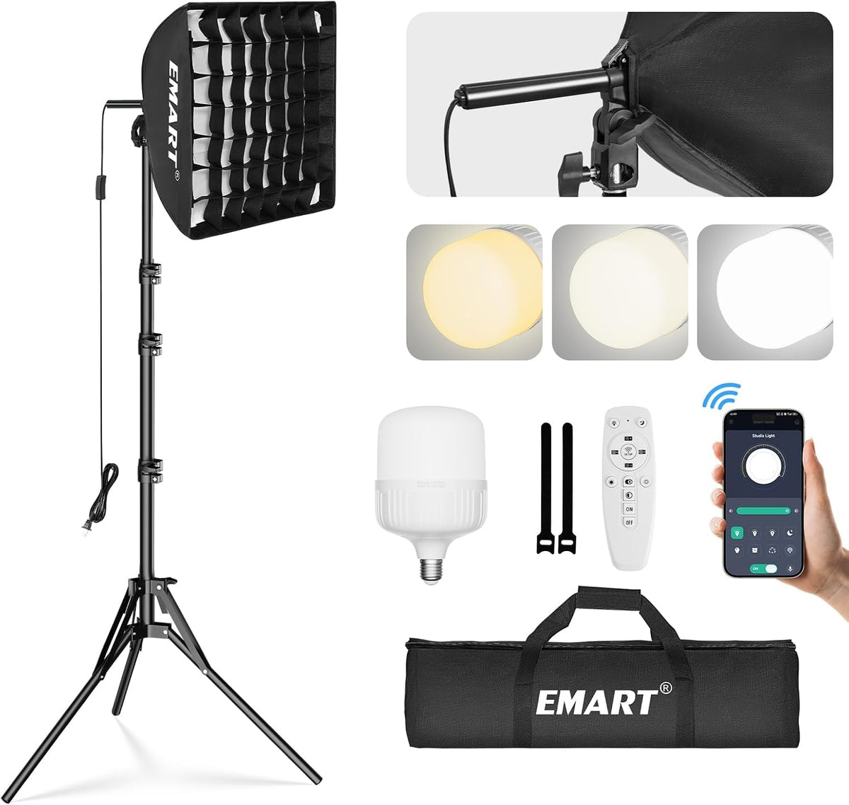 EMART 소프트박스 조명 키트 50W 16x16·20x20인치 1세트·2세트 그리드 포함 1번 사진