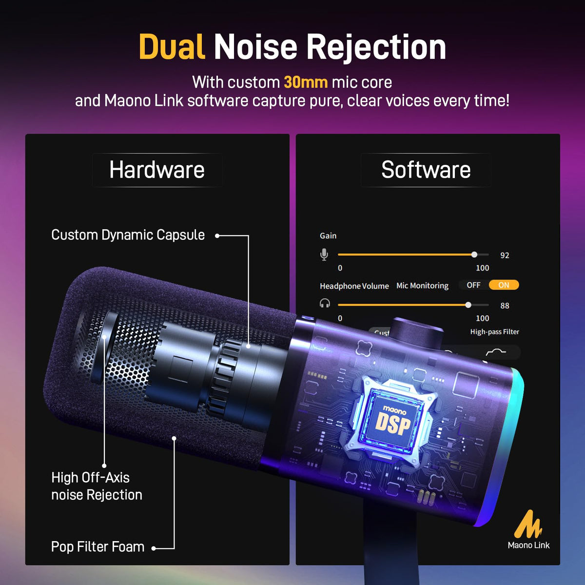MAONO PD100X USB XLR 다이내믹 마이크 24bit 48kHz 노이즈 캔슬링 스트리밍 팟캐스트용 5번 사진
