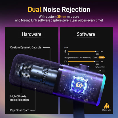 MAONO PD100X USB XLR 다이내믹 마이크 24bit 48kHz 노이즈 캔슬링 스트리밍 팟캐스트용 5번 사진