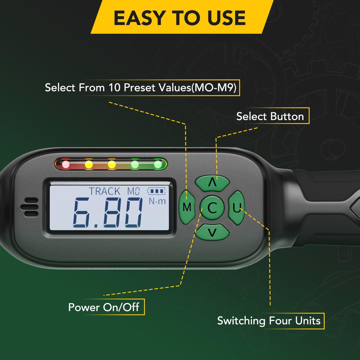 LLAVETOR 디지털 토크 렌치 전자 프리셋 버저 LED 2% 정확도 3번 사진