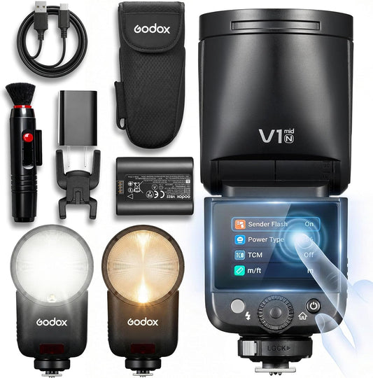 GODOX 플래시 V1 MID N 니콘용 TTL 라운드 헤드 카메라 스피드라이트 55W 1/8000s 1번 사진