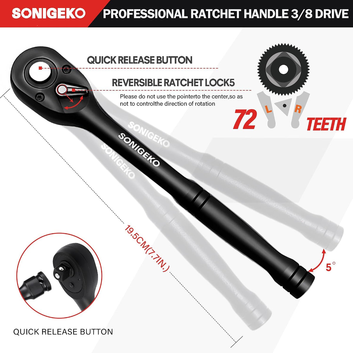 SONIGEKO 소켓 드라이버 95pcs 3/8인치 임팩트 소켓 세트 5번 사진