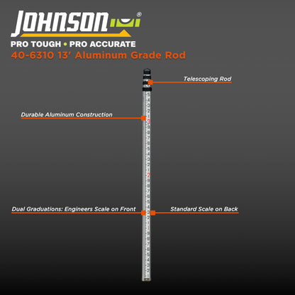 Johnson 알루미늄 그레이드 로드 텔레스코핑 8·13·16피트 수평 측량 측정 장비 5번 사진