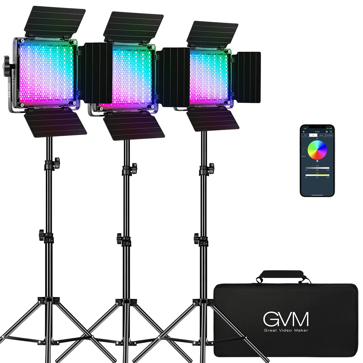 GVM 800D RGB LED 비디오 조명 키트 삼각대 스탠드 CRI 97 3200K-5600K 11번 사진