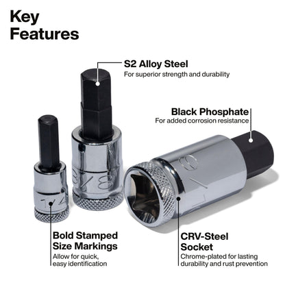 KLEIN TOOLS 헥스 비트 소켓 세트 1/4 3/8 1/2-Inch 3번 사진