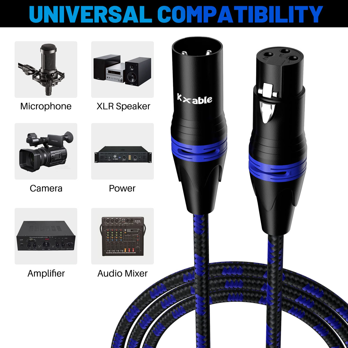 Kxable XLR 마이크 케이블 3핀 차폐 균형 수-암 패치 코드 무산소 구리 PVC 자가잠금 3번 사진