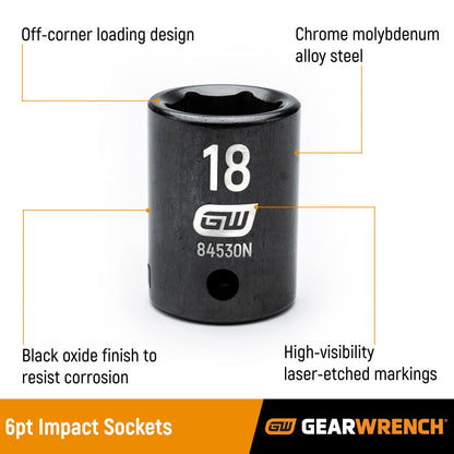 GEARWRENCH 3/8인치 드라이브 6각 SAE 임팩트 소켓 세트 25pcs 84919N 3번 사진