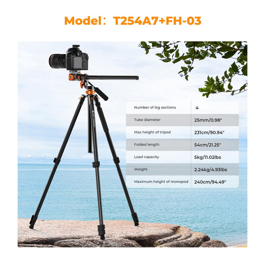 K&F CONCEPT 오버헤드 카메라 삼각대 2.3m 28mm 볼헤드 10kg 하중 2번 사진