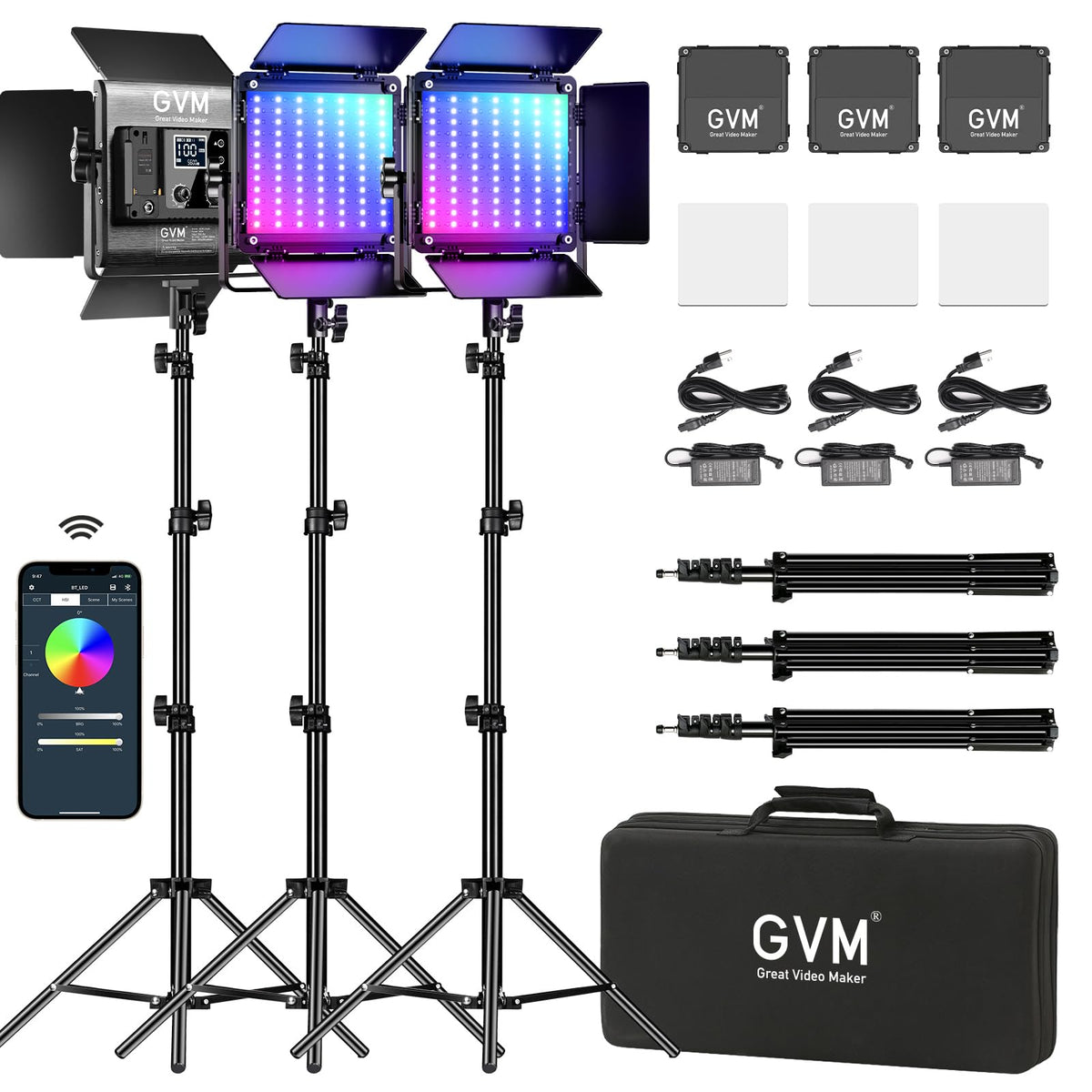 GVM Great Video Maker 800D RGB 비디오 조명 삼각대 1번 사진