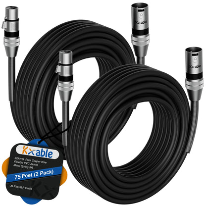 Kxable XLR 마이크 케이블 22AWG 순동선 고밀도 구리 브레이드 차폐