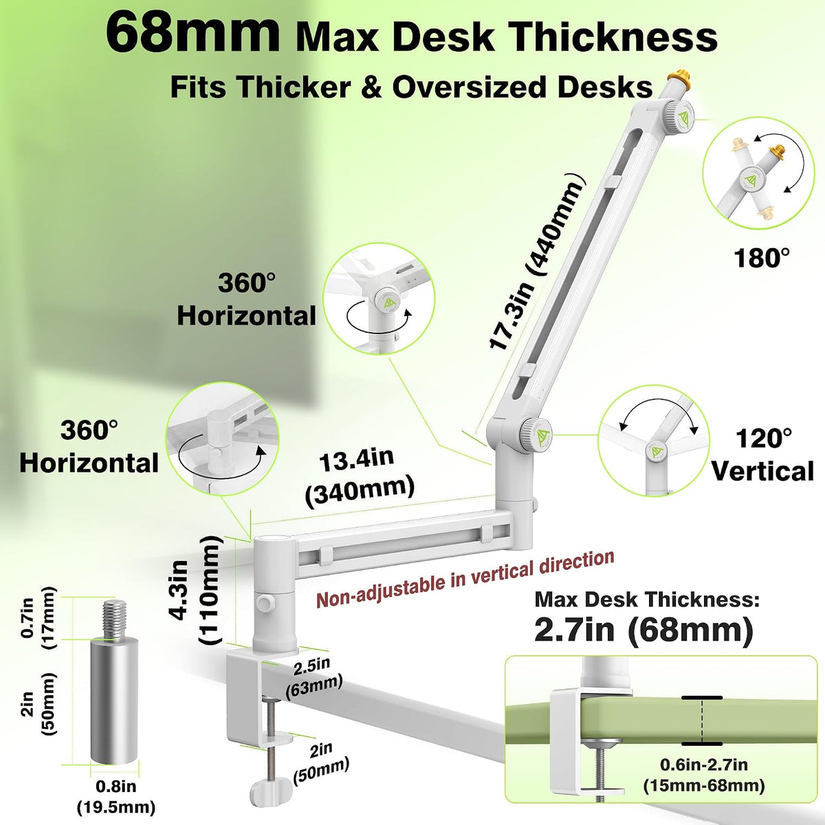 AA AUDIO ACCESSORY ABA01CW 화이트 붐 암 6.6lbs SM7B 7번 사진