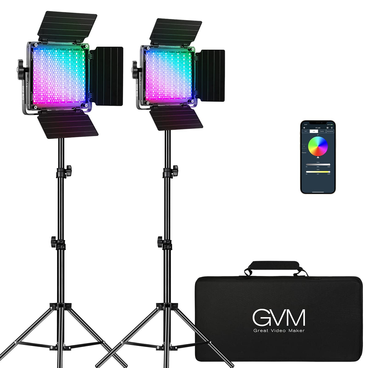 GVM 800D RGB LED 비디오 조명 키트 삼각대 스탠드 CRI 97 3200K-5600K 10번 사진