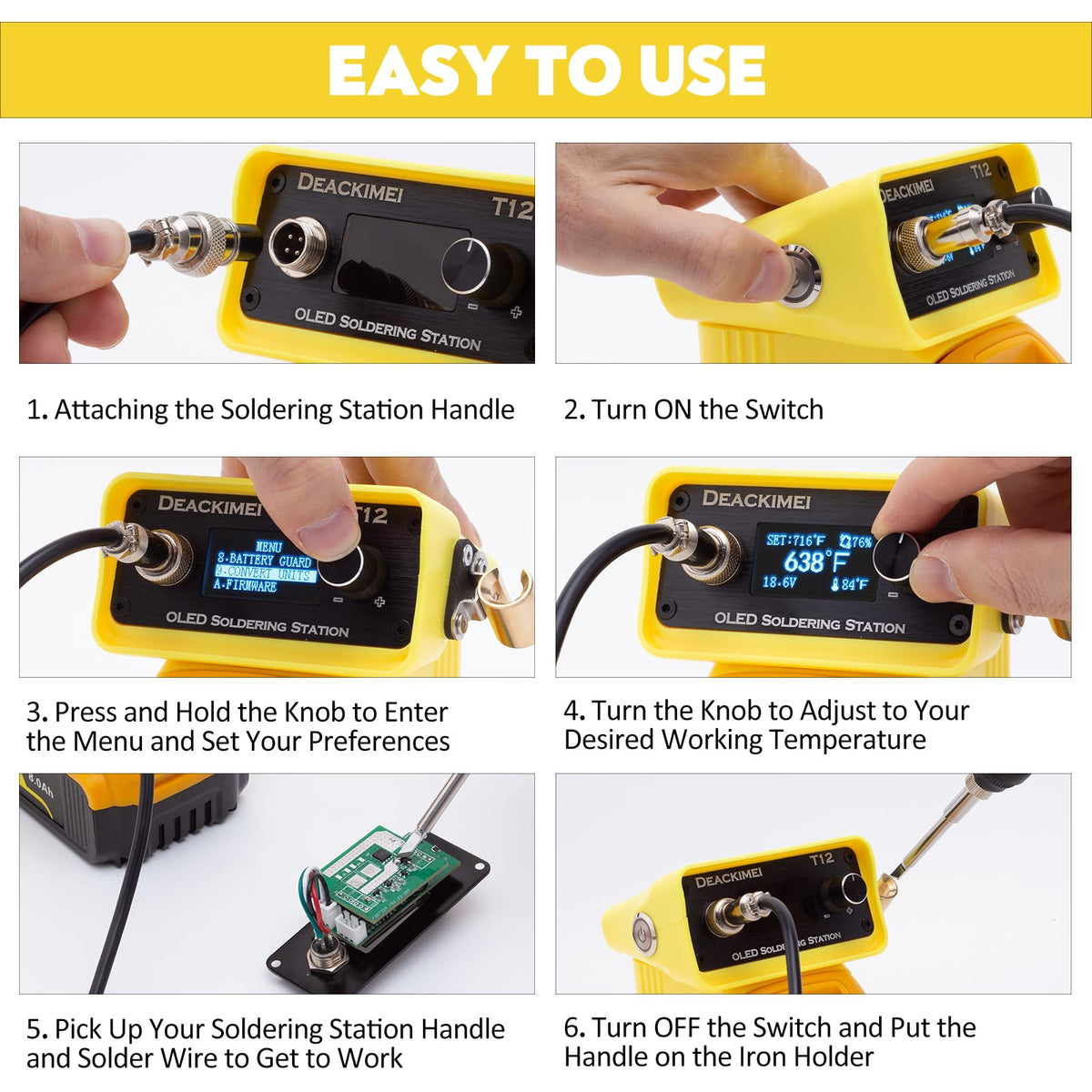 Deackimei 무선 납땜 인두 스테이션 Dewalt 20V Max 호환 5번 사진