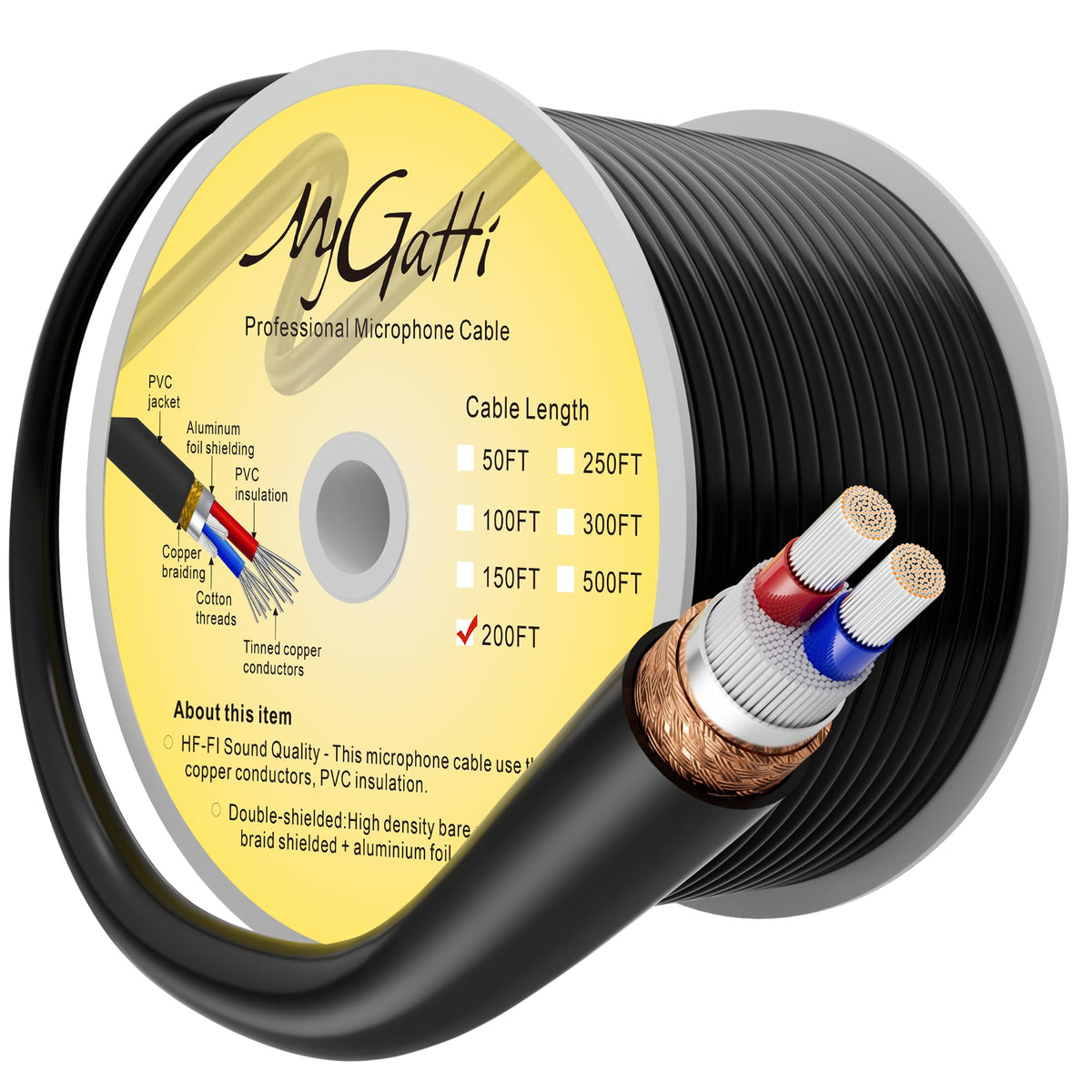 Mygatti 마이크 벌크 오디오 케이블 21AWG 주석도금 구리 2심 PVC 7번 사진