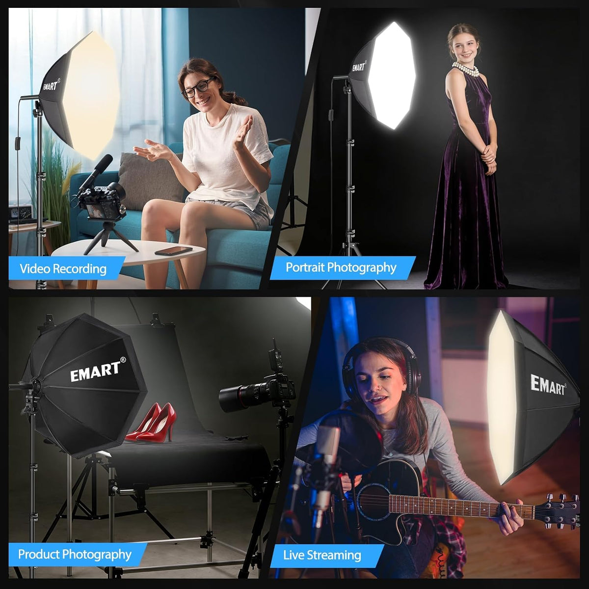 EMART 소프트박스 조명 키트 50W LED 20x20인치 2구 EM-SBK2020P-2WJ 3번 사진