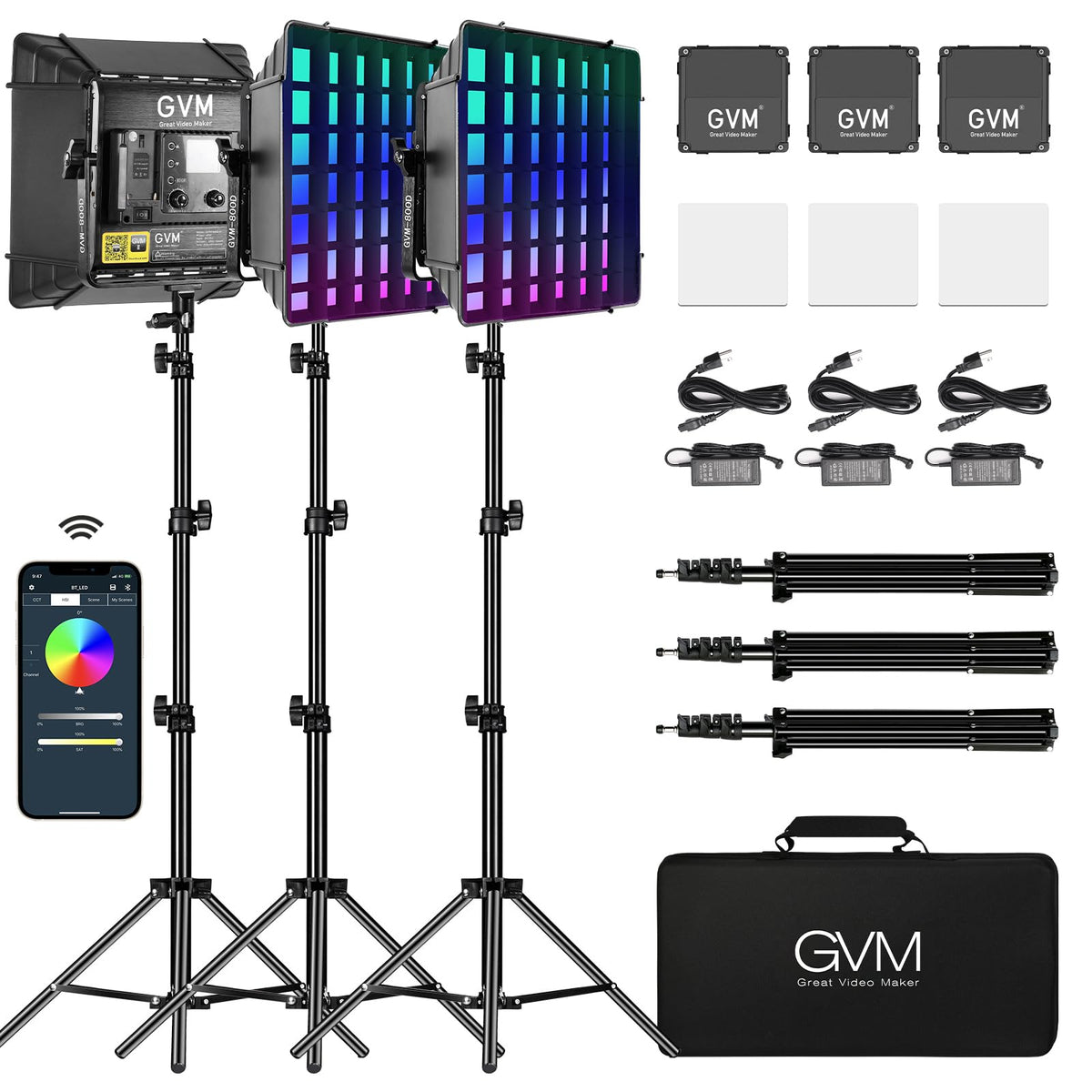 GVM Great Video Maker 800D RGB 비디오 조명 삼각대 9번 사진