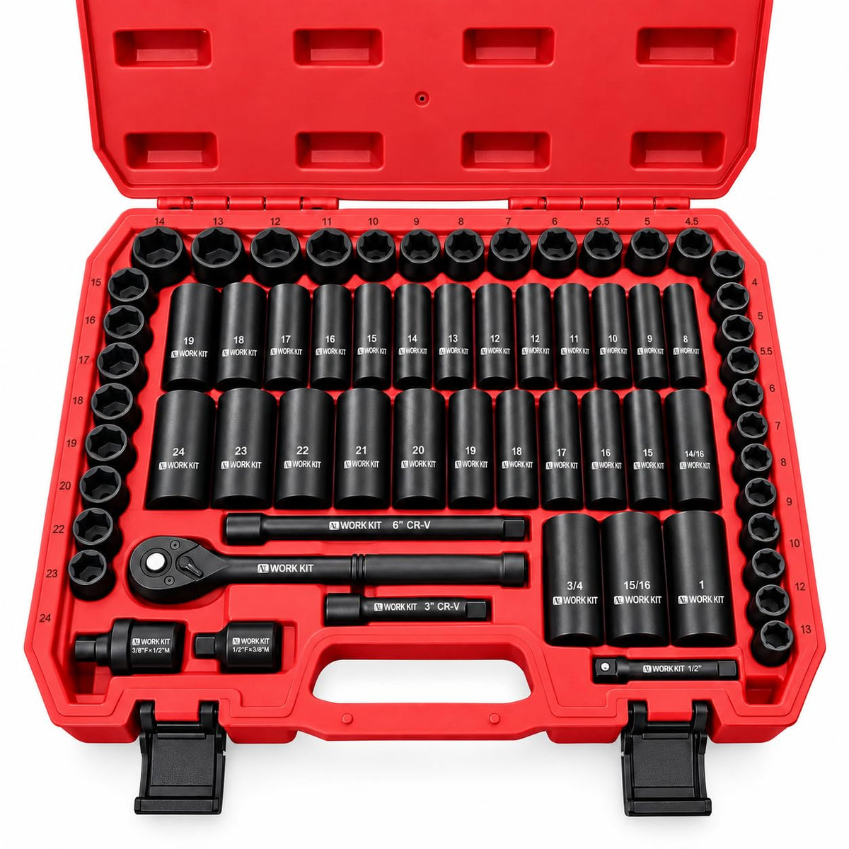 ALWORKKIT 1/2인치 드라이브 임팩트 소켓 세트 29피스 Cr-V-M 스틸 12번 사진