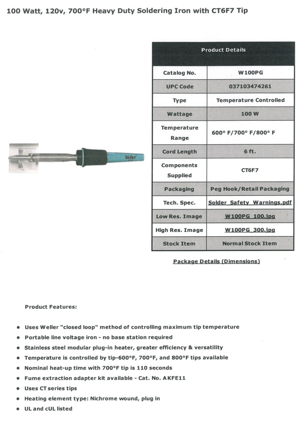 Weller 헤비듀티 납땜 인두 W100PG CT6F7 팁 100W 700도 4번 사진