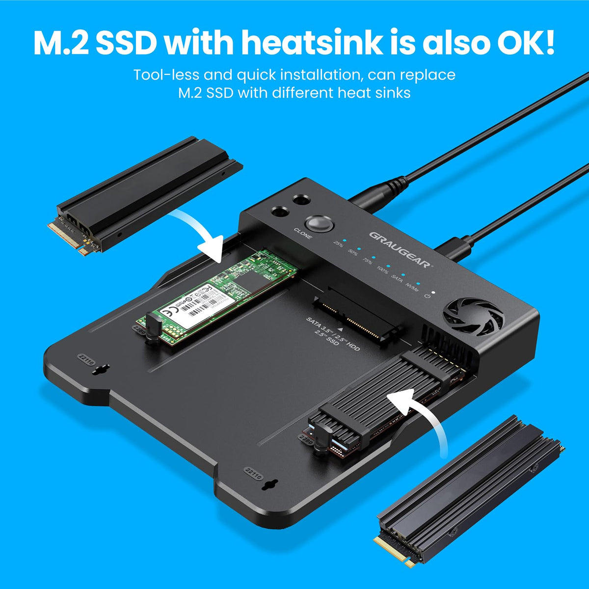 GRAUGEAR M.2 NVMe SATA SSD HDD 하드 드라이브 도킹 스테이션 클로너 독 11번 사진