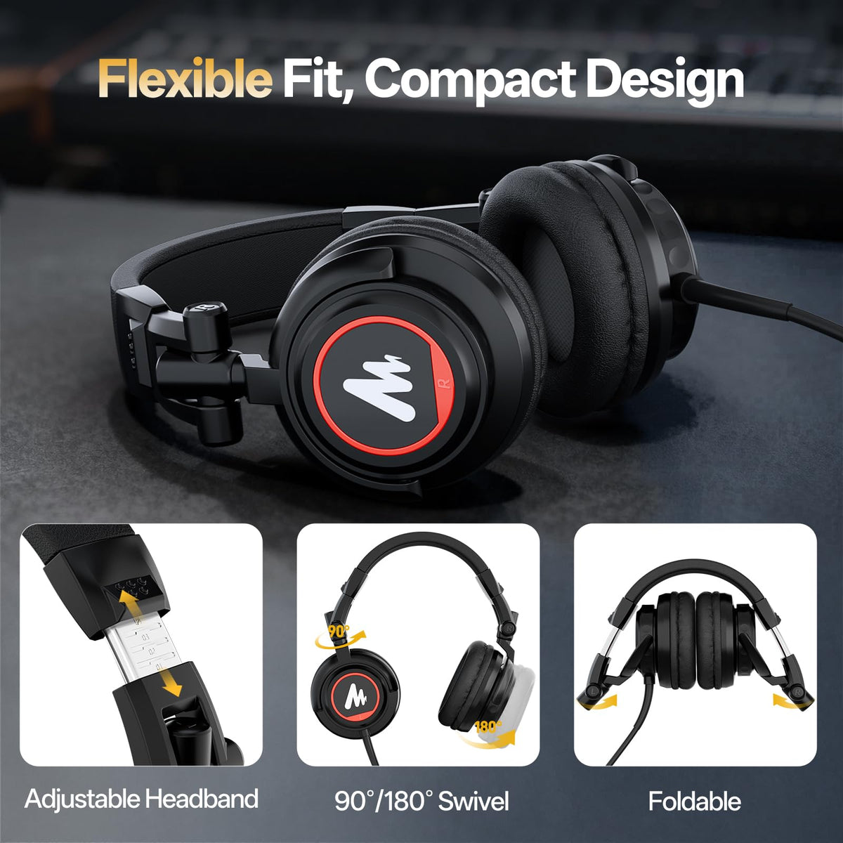 MAONO MH601 밀폐형 오버이어 스튜디오 헤드폰 50mm 8번 사진