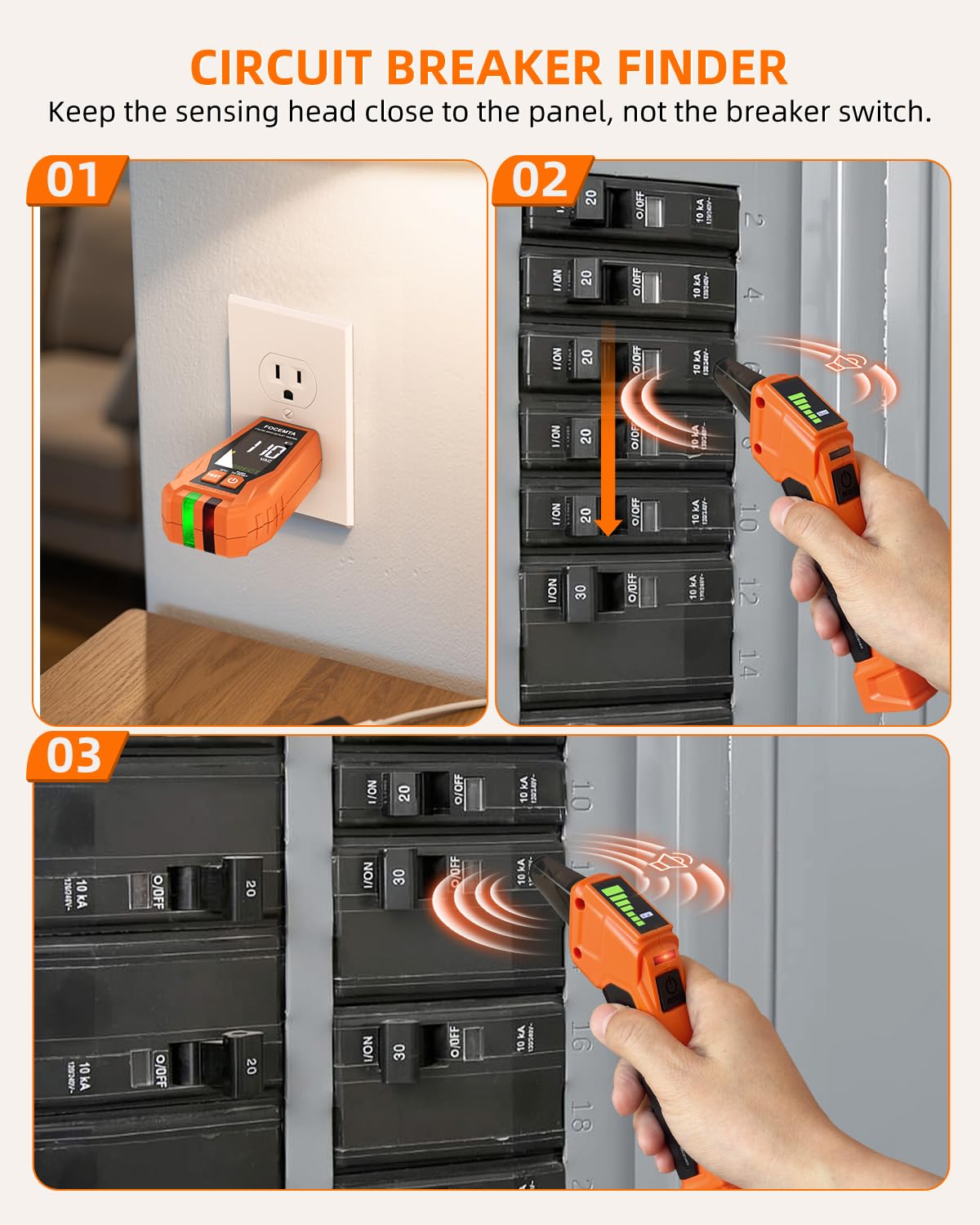 focemta 서킷 브레이커 파인더 GFCI 테스터 키트 90-135V AC 3번 사진