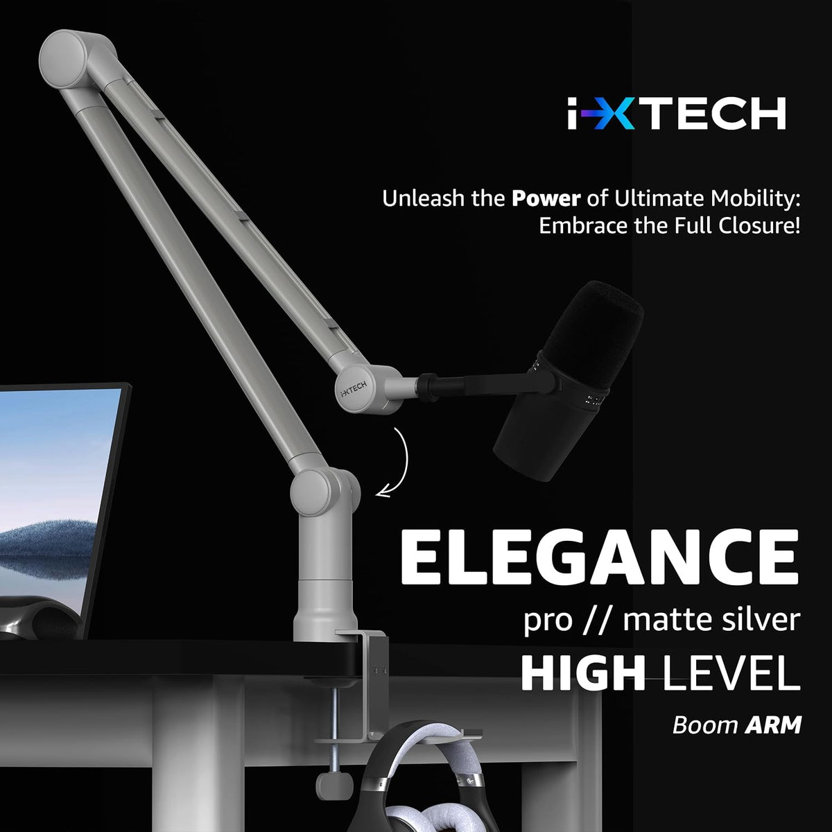 IXTECH IX-MI02 마이크 붐 암 스탠드 360도 회전 조절 가능 데스크 클램프 2번 사진