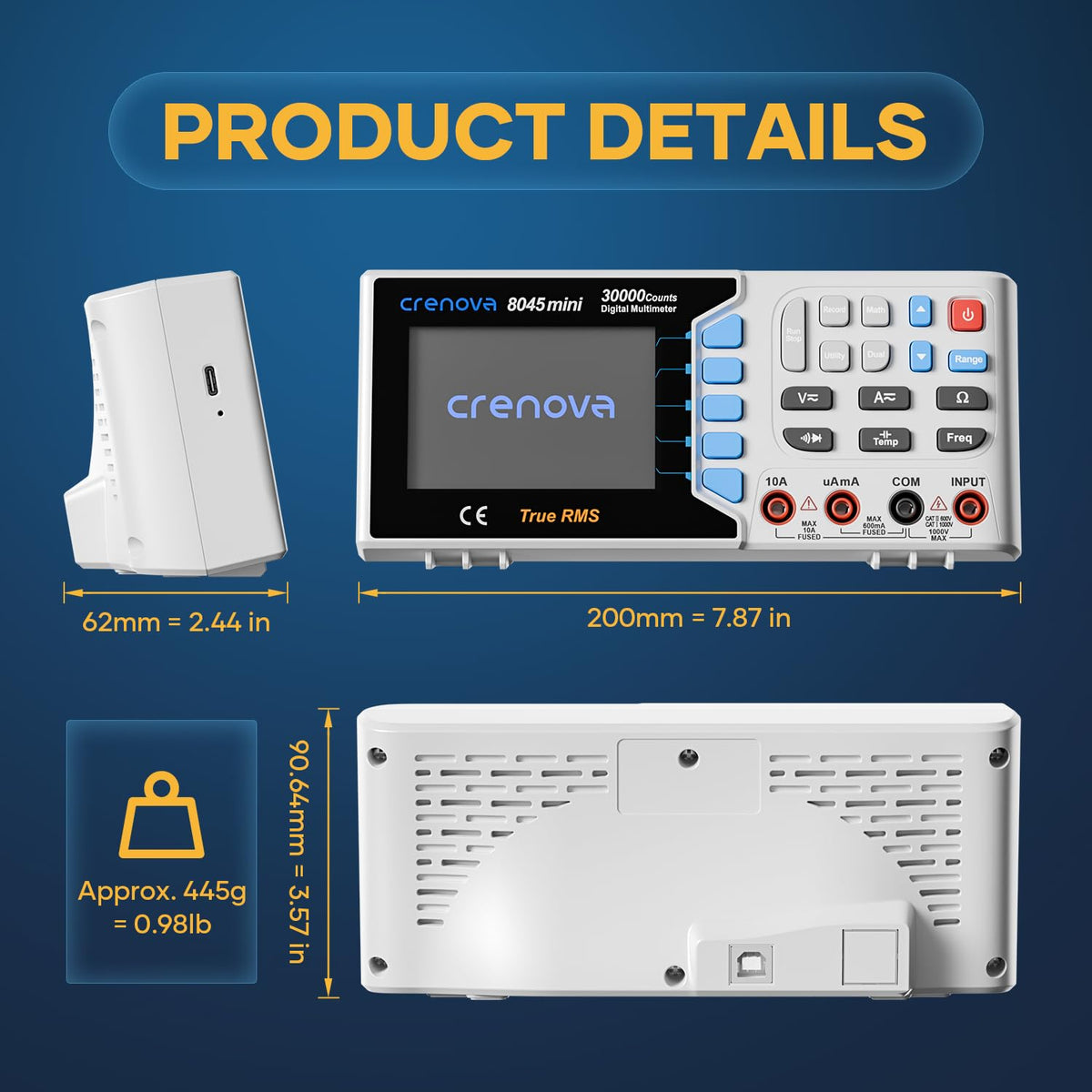 Crenova 8045 30000 Counts True RMS 데스크톱 벤치 멀티미터 7번 사진