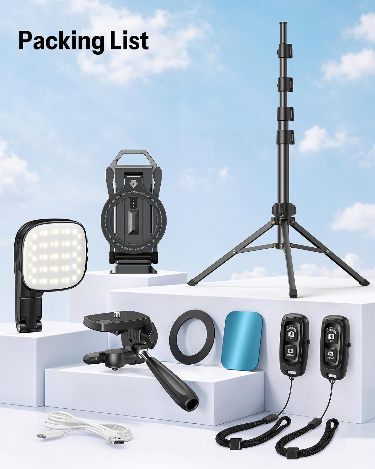 OMOTON TP02-Pro-PK 65인치 마그네틱 폰 삼각대 키트 8번 사진
