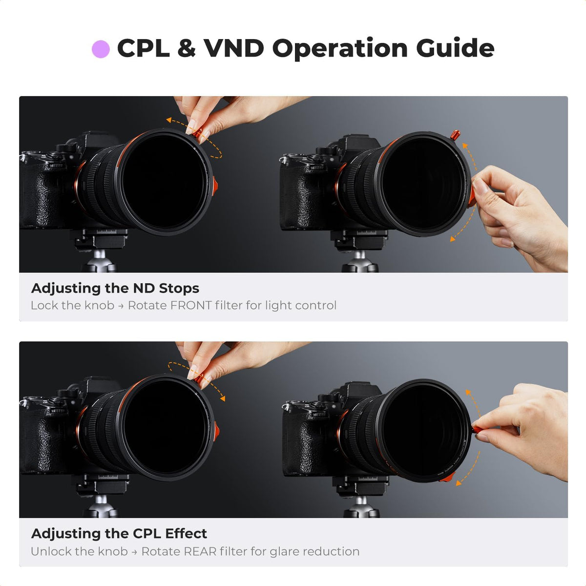 K&F CONCEPT 자기 CPL ND2-32 블랙 디퓨전 1/4 필터 키트 67mm 9번 사진
