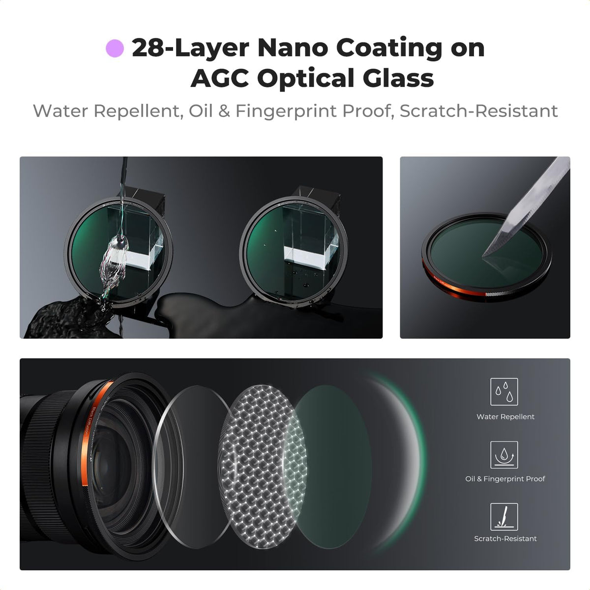K&F CONCEPT 자기 CPL ND2-32 블랙 디퓨전 1/4 필터 키트 67mm 5번 사진
