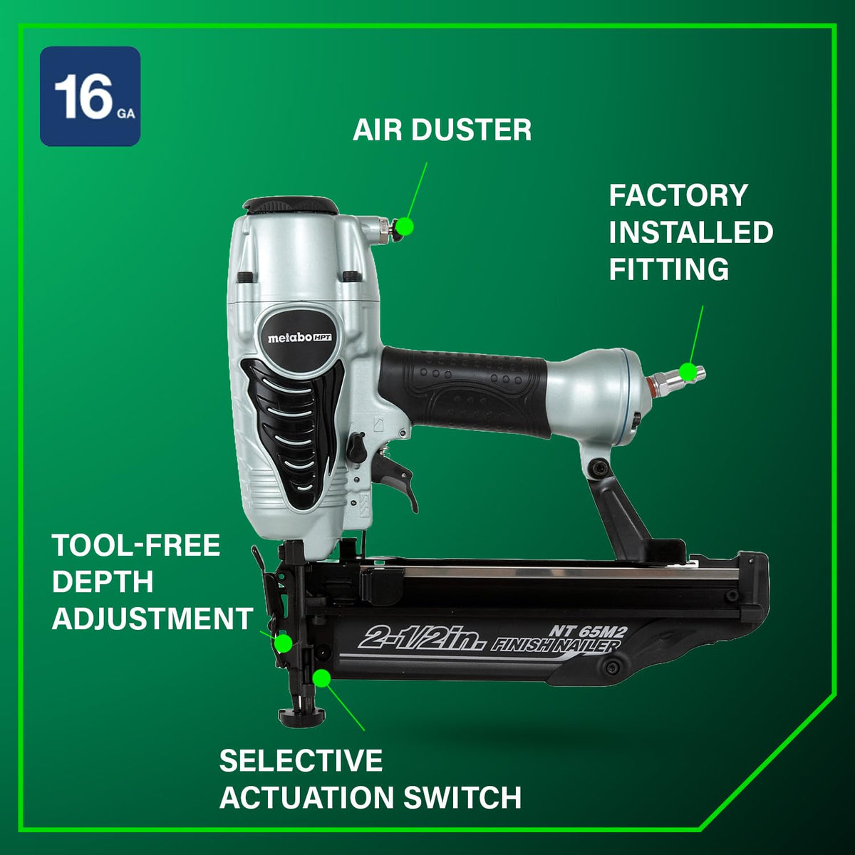 Metabo HPT 마감 못총 16게이지 1~2-1/2인치 못 사용 3.7lbs 4번 사진