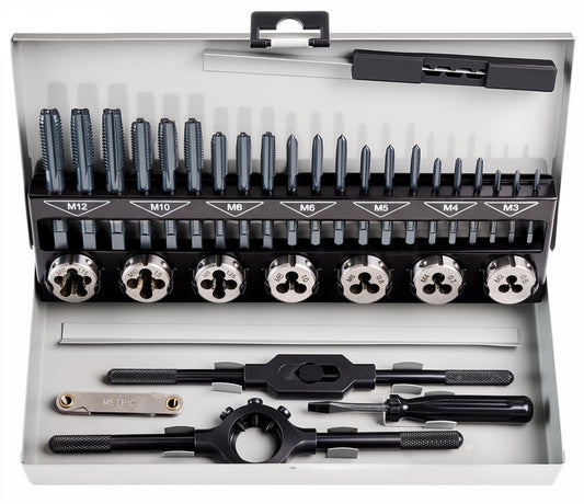 toolant 래칫식 탭 앤 다이 세트 127pcs 나사 가공용 드릴비트 포함 SAE 미터법 더블 레이어 공구함 1번 사진