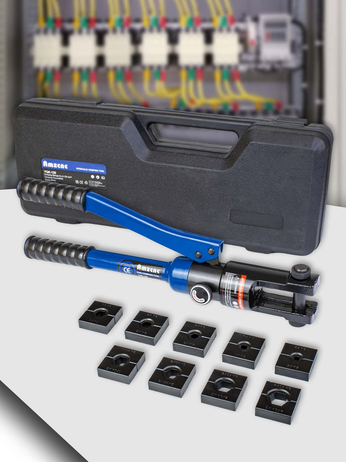 AMZCNC 유압 케이블 러그 압착기 8톤 12AWG~2/0 9종 다이 세트 8번 사진