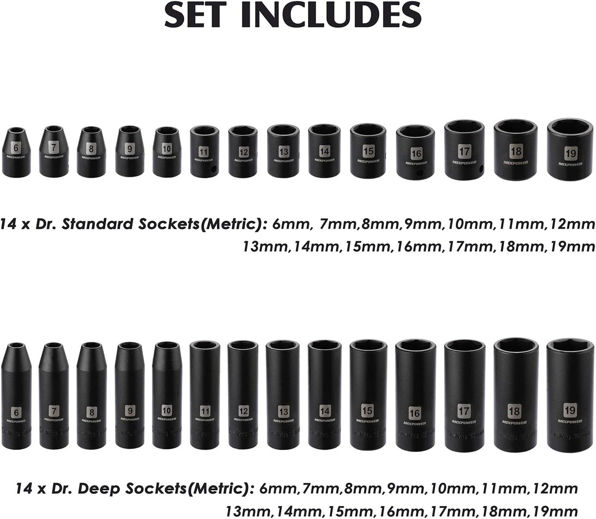 MIXPOWER MT029 소켓 렌치 세트 87pcs 3/8인치 CR-MO 딥 스탠다드 SAE 메트릭 3번 사진