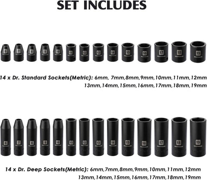MIXPOWER MT029 소켓 렌치 세트 87pcs 3/8인치 CR-MO 딥 스탠다드 SAE 메트릭 3번 사진