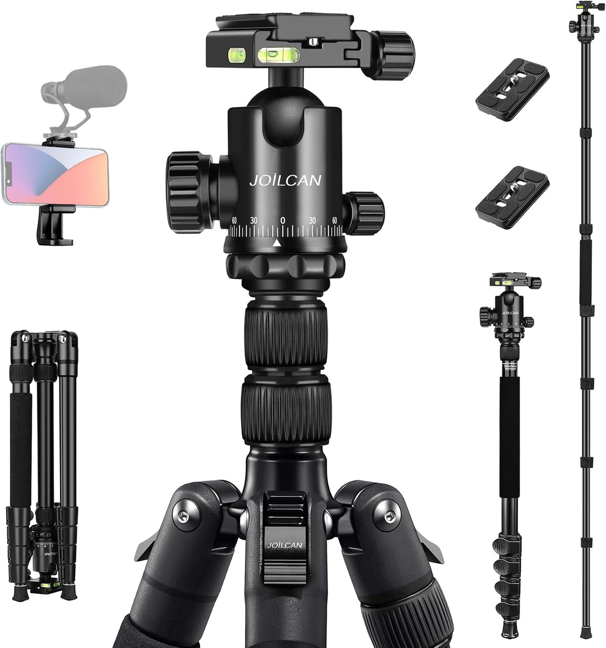 JOILCAN H80 여행용 삼각대 81인치 35lb DSLR 카메라 망원경용 5단 1번 사진