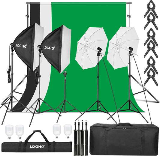 LDGHO 사진 조명 키트 8.5x10ft 배경 스탠드 5500K 800W 1번 사진