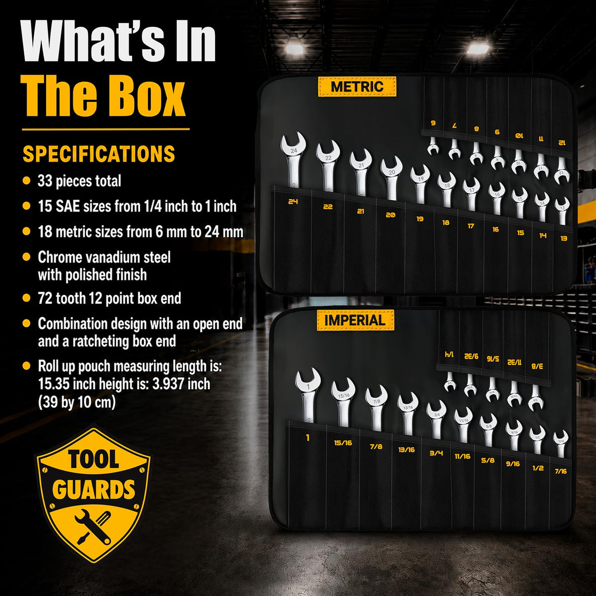 TOOLGUARDS 슬림 프로파일 라쳇 렌치 크롬 바나듐강 자동차 수리 배관용 7번 사진