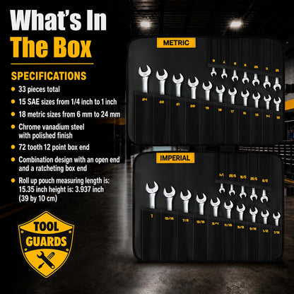 TOOLGUARDS 슬림 프로파일 라쳇 렌치 크롬 바나듐강 자동차 수리 배관용 7번 사진