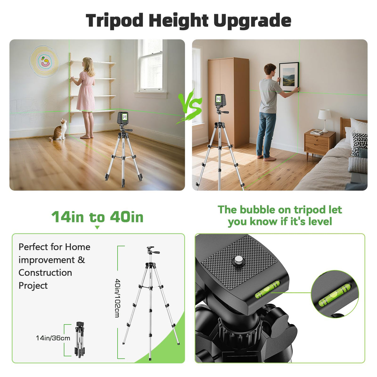 Huepar 레이저 레벨기 BOX-1G 150Ft 130° 수평 150° 수직 ±2mm/10m 그린빔 2번 사진