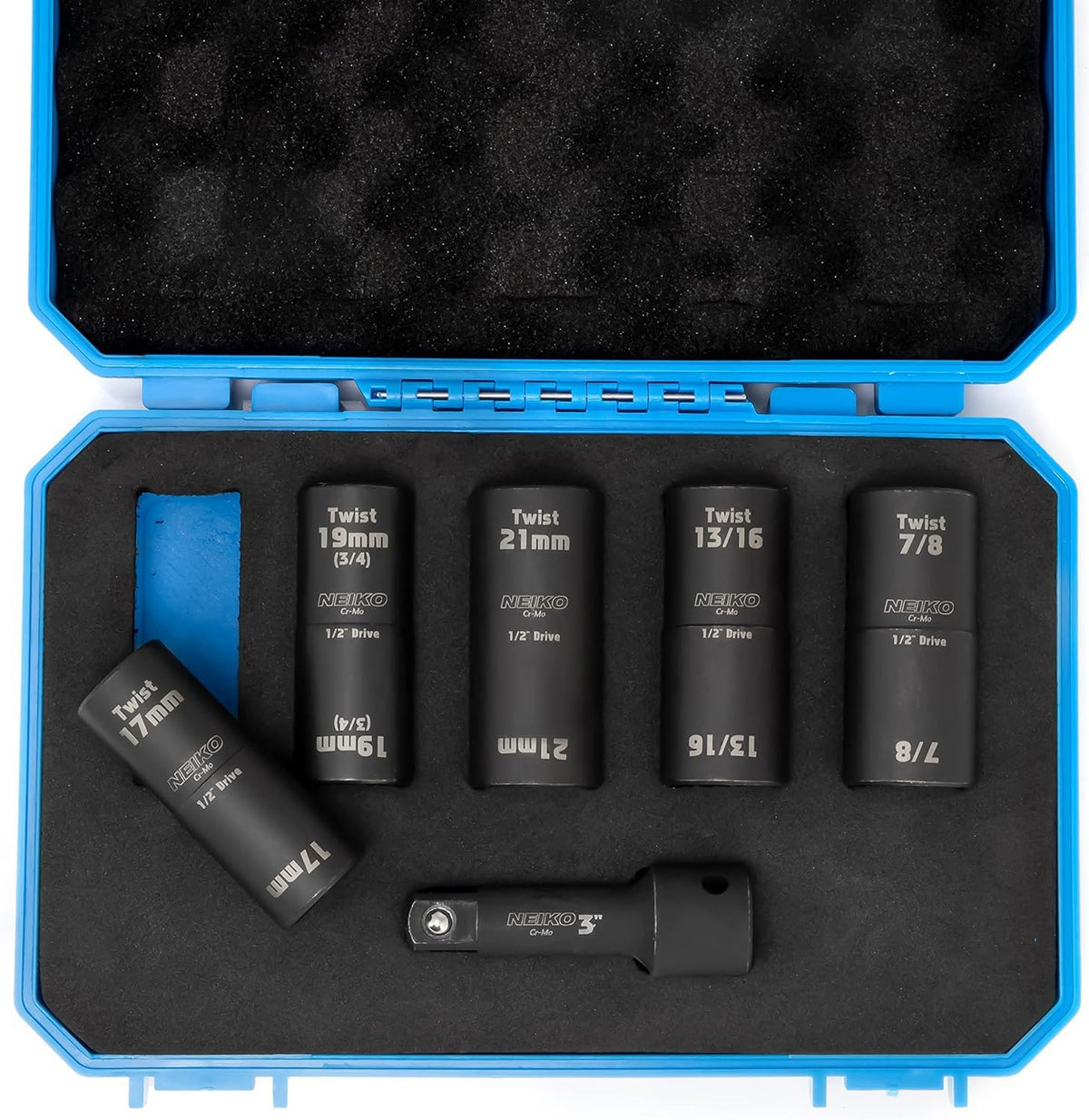 NEIKO 02453A 1/2인치 드라이브 토크 제한 연장 바·딥 임팩트 소켓 세트 8피스 SAE·미터법 8번 사진