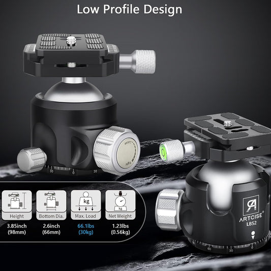 ARTCISE LB52 저중심 볼헤드 삼각대 헤드 52mm 66lbs 30kg 2번 사진