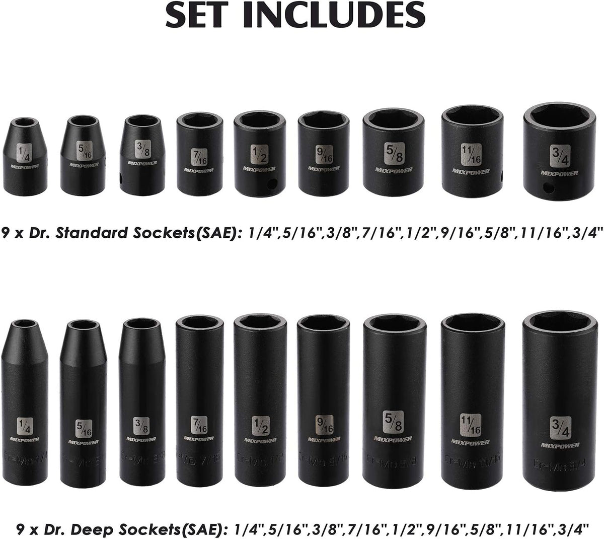 MIXPOWER MT029 소켓 렌치 세트 87pcs 3/8인치 CR-MO 딥 스탠다드 SAE 메트릭 4번 사진