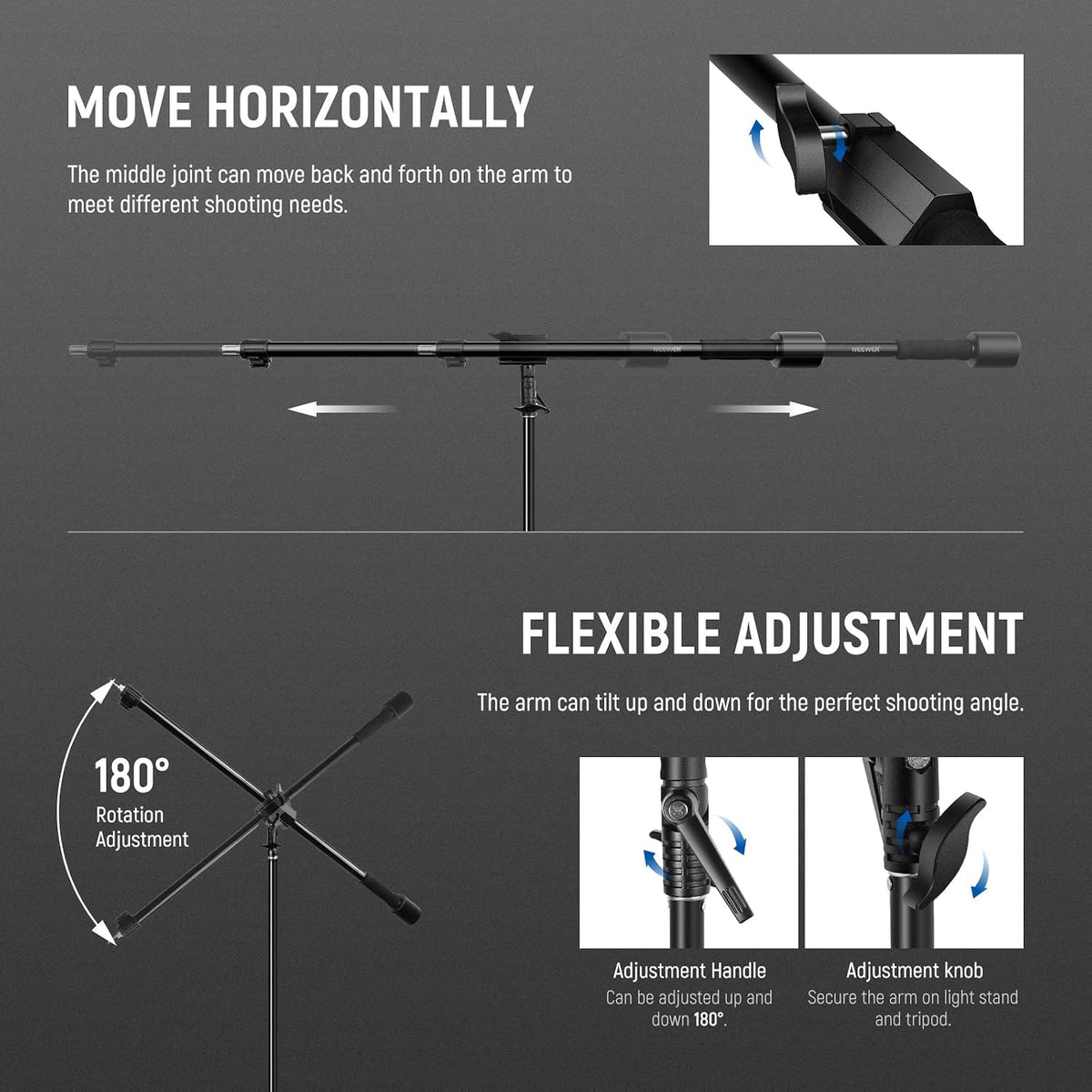 NEEWER Tripod Boom Arm BA-01 35-61인치 1.5kg 5번 사진