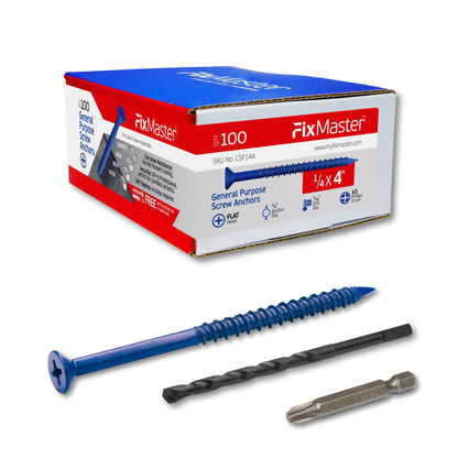 FixMaster 콘크리트 나사 앵커 블루 1/4인치 평머리 십자 100개입 11번 사진