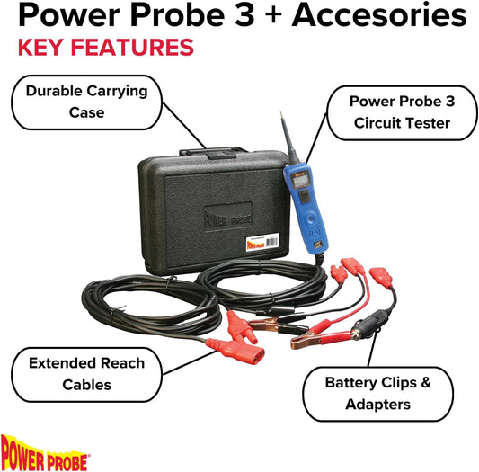 Power Probe 3 회로 테스터 키트 12-24V 20피트 케이블 8A 회로차단기 포함 PP319FTCBLU 2번 사진